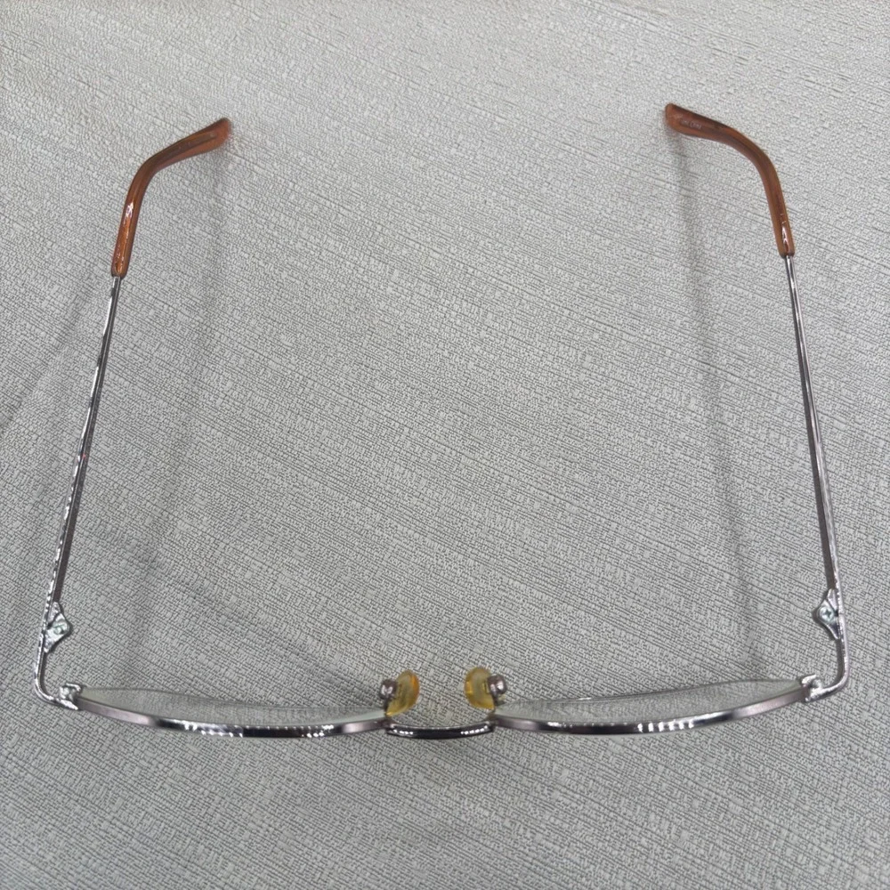 Elle Gunmetal Oval Eyeglasses Frames 53-17-135 Y2K Office Siren Aesthetic